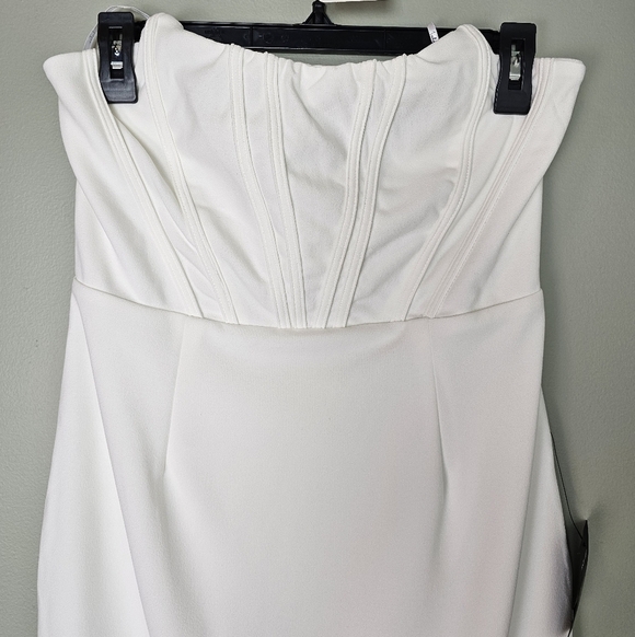 Lulus Gorgeously Sultry White Bustier Strapless Midi Dress, Size Large - Picture 8 of 11
